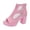 Pink, variant on Mesh Dressy Boots Platform High Heels Sandals for Women Ladies Sexy See Through Peep Toe Chunky Block Heeled Dress Shoes Spring Summer Fall Pink Size 6