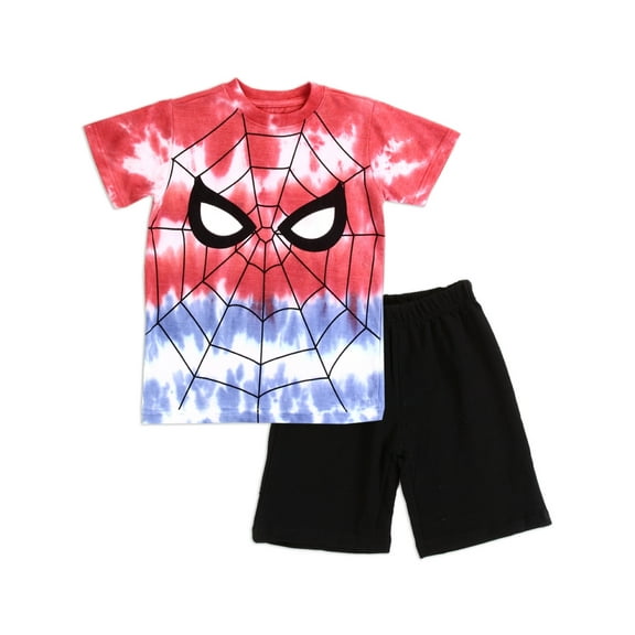 Spiderman Boys' Tie-Dye T-Shirt and Knit Shorts Set (Little Boys)