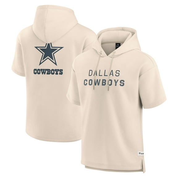 Men's Fanatics Cream Dallas Cowboys Elements Future Ground Lettering Short Sleeve Pullover Hoodie