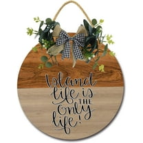 Eveokoki 12" Rustic Hanging Wooden Signs,Bland Life is the Only Life Family Sign Rustic Wall Decor Indoor and Outdoor Decoration Farmhouse Primitive for Home Wall Sign Door