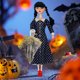 thumbnail image 4 of Muñecas Negras Para Niñas Muñecas Wednesday Addams con vestido negro de 10,9 pulgadas para niñas y niños (vestido de lunares), 4 of 7