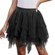 thumbnail image 3 of TaTaai Women Multi Layer Mesh Ruffle High Waist Asymmetrical Mini Skirt Relaxed Fit Breathable Machine Washable Non See-through Lightweight Versatile Daily Street Wear Gift, 3 of 6