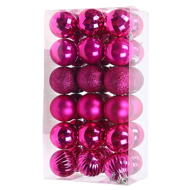 Bearachild 30 piezas de bolas de Navidad adornos inastillables decoraciones para árboles de Navidad juego de bolas colgantes para decoración de fiesta de Kits de decoración para fiestas Rosa roja Bearachild HA007626-11B