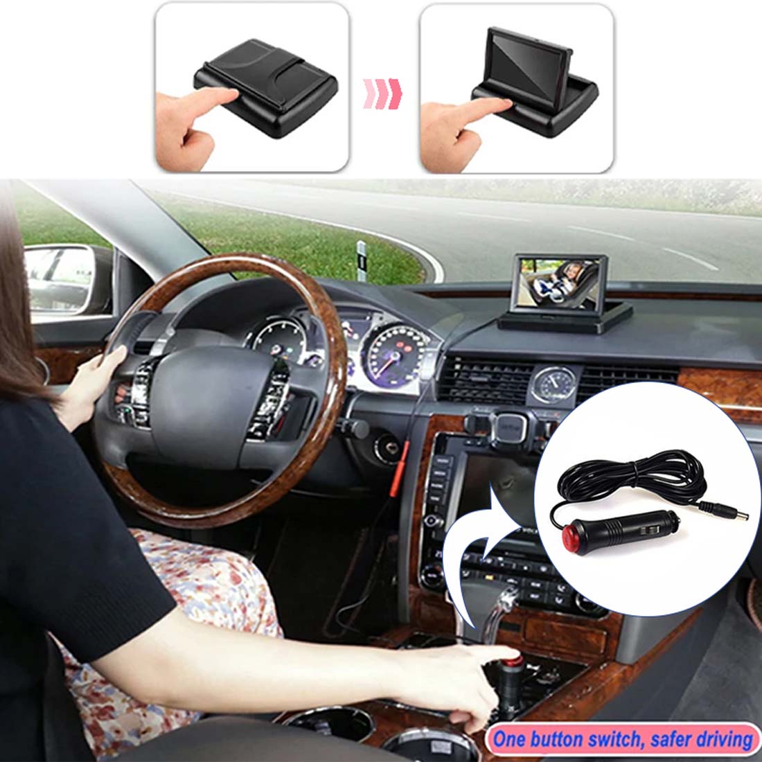 Safety Baby Car Mirror 4.3" HD Night Vision Display Safety Car Seat Mirror Camera Monitored Mirror for Cars, SUV/MPVs, Trucks, RVs