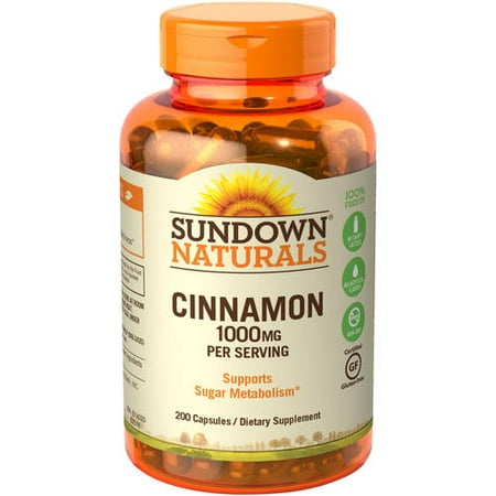 Sundown Naturals Cinnamon 1000mg Capsules, 200 Ct (Best Type Of Cinnamon For Health)