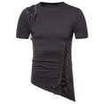 thumbnail image 1 of toraway Summer Clothes Men's T Shirts Men's Fashion Spring and Summer Casual Short Sleeved T Shirt Tops Slim Irregular Design Braided Rope Short Sleeved T Shirt XL, 1 of 2