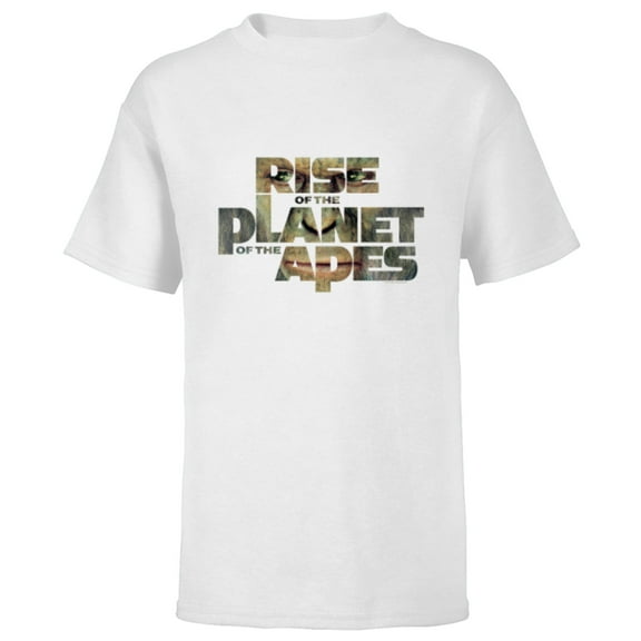 Rise of the Planet of the Apes Caesar in Logo Movie Poster - Short Sleeve T-Shirt for Kids - Customized-White