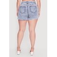 thumbnail image 4 of Women's Plus Size Raw Hem Distressed Denim Shorts, 4 of 4