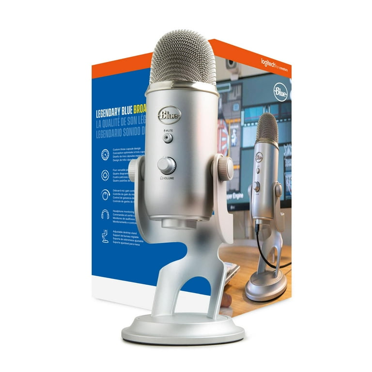 Blue Microphone Yeti USB Mic (Silver) with Knox Gear Pop