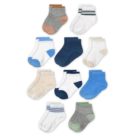 Fruit of the Loom Toddler Ankle Socks, 10- Pack, Size 6M-5T