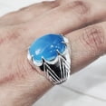 thumbnail image 2 of Blue Chalcedony Mans Ring, Natural Blue Chalcedony, Ring, Silver Jewelry, 925 Silver Ring, Gift, Heavy Mens Ring, Arabic Design, Ottoman Style Ring, Christmas, Turkey Mens Signet Ring, 2 of 3