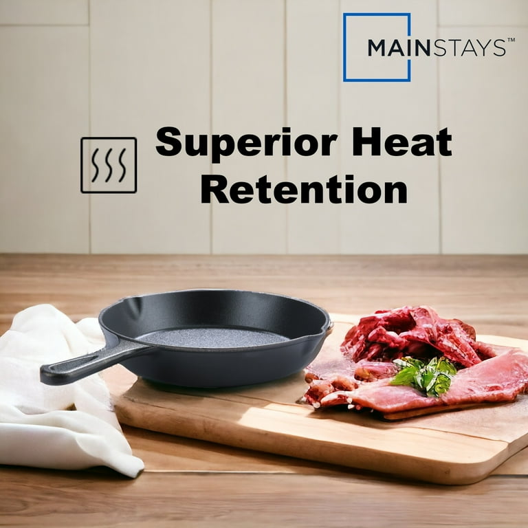 Mainstays 10.5" Pre-Seasoned Cast Iron Skillet - Versatile Cookware for Home and Outdoor Cooking
