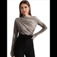 thumbnail image 3 of Camiseta Interior de Larga para Mujer, Otoño e Invierno, Nueva, con Cuello Redondo Cepillado Gris L, 3 of 10