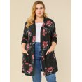 thumbnail image 4 of Cárdigan De Punto Floral Ligero Frente Abierto TalGrande PaMujer Negro XXL, 4 of 6