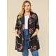 thumbnail image 4 of Cárdigan De Punto Floral Ligero Frente Abierto TalGrande PaMujer Negro XXL, 4 of 6