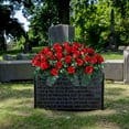 thumbnail image 5 of Outdoor Memorial Grave Saddle - Red & White Silk Rose Headstone Decoration, All-Weather Artificial Flowers for Cemetery & Gravesite, 5 of 5