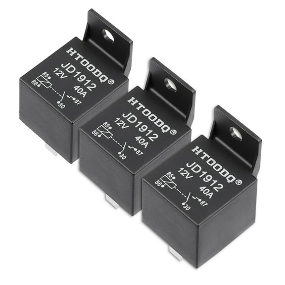 3 Pcs JD1912 DC12V Coil 40A 4Pin  Automotive Electromagnetic Relay Black