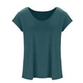 thumbnail image 4 of Dezsed Womens Solid Color Cap Sleeve T-Shirt Tops Women's Fashion Casual Loose V-Neck Basic Tank Tops T Shirt Pullover Top Light Blue S, 4 of 8