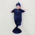 thumbnail image 2 of HXWCHs Knotted Gown Sleeper and Hat Set Baby Sleepwear for Boy Girl Nightwear Blue, 2 of 5