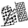 thumbnail image 1 of ZICANCN Oven Mitts and Pot Holders Sets, Black Checkered Seamless Pattern Baking Sets Kitchen Heat Resistant 4 Pieces, 1 of 8