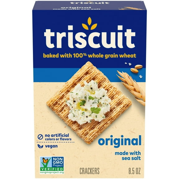 Triscuit Original Whole Grain Wheat Crackers, Vegan Crackers, 8.5 oz (Pack of 4)