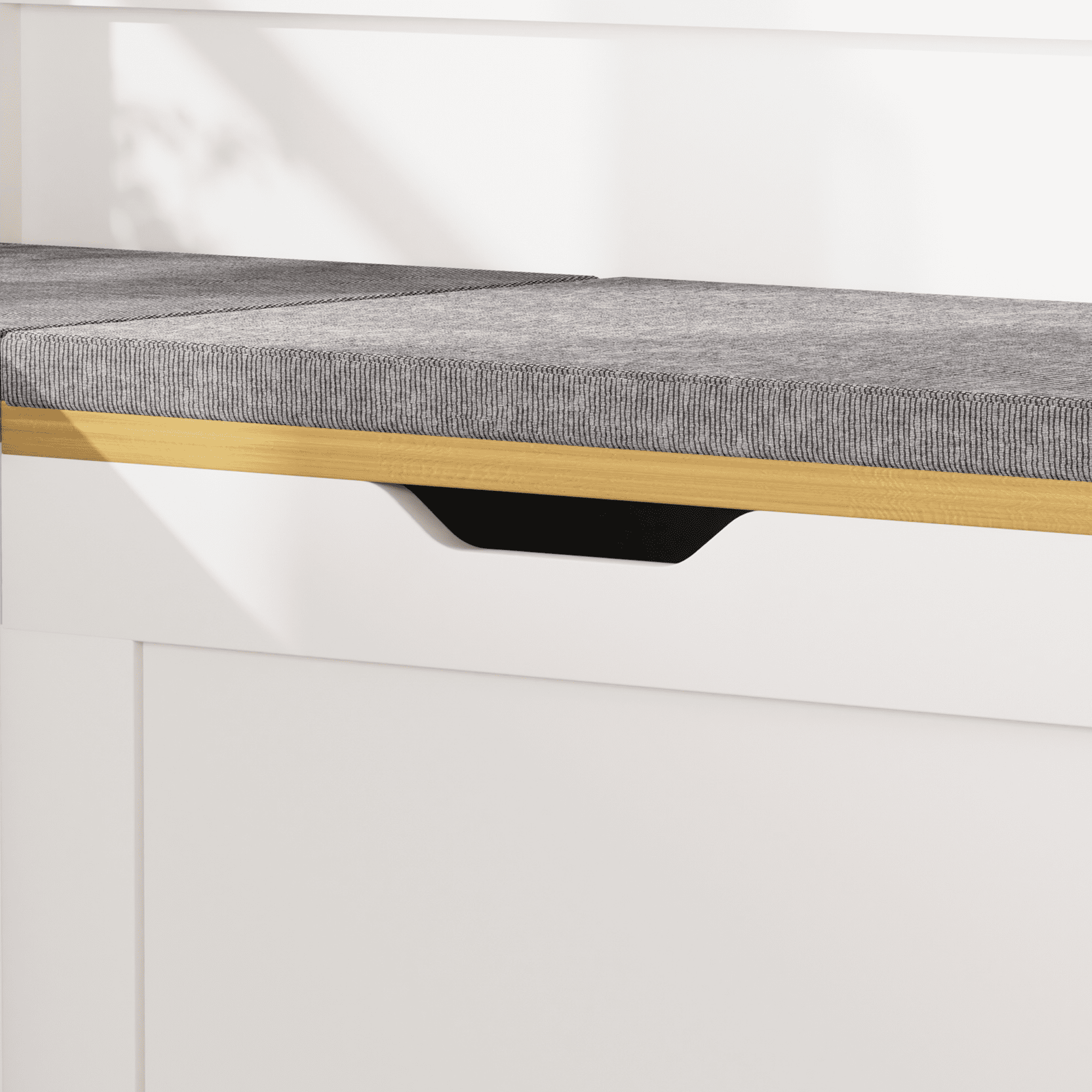 Leumius 3-Piece L-Shaped Multi-Functional Storage Bench with Cushion for Kitchen Corner Bench, Toy Storage Box or Reading Nook Seat, White and Natural