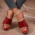 thumbnail image 4 of Dakaela Women's Platform Wedge Sandals Comfortable Open Toe Cork Wdges Slides Leather Dressy Casual Summer Beach Shoes Red Size 6.5, 4 of 9