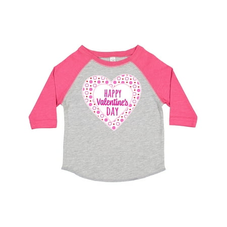 

Inktastic Happy Valentine s Day Pink Hearts and Dots Boys or Girls Toddler T-Shirt