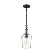 Nuvo Lighting Hartley 1-Light Pendant Fixture Matte Black Finish with Clear Glass - N/A