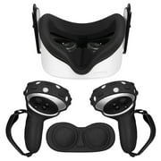 Silicone Cover Set for Oculus Quest 2 Meta Quest 2 Controller Protector Black, Anti-Throw Strap, Silicone VR Face Cover, Protective Lens Cover, VR Headset Skin Shell Accessories for oculus quest 2