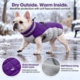 thumbnail image 4 of Kuoser Dog Winter Coat, Waterproof Windproof Fleece Padded Jacket with Reflective Trim and Leash Ring for Small Dogs, Purple, S, 4 of 9