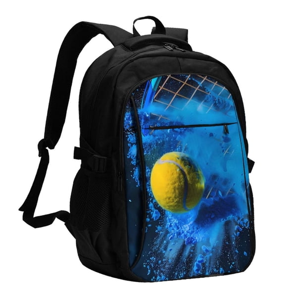 Easygdp Sports Tennis Ball Mochila para Laptop de Viaje con Puerto USB, Mochila para Laptop con Puerto de Carga USB para Mujeres y Hombres