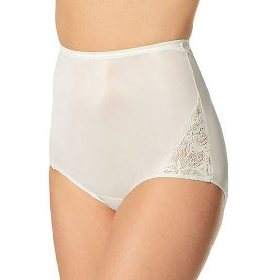 Shadowline Lingerie by Velrose Nylon Full Brief Panty with Lace, 3-Pack 17082/17082X-3PK