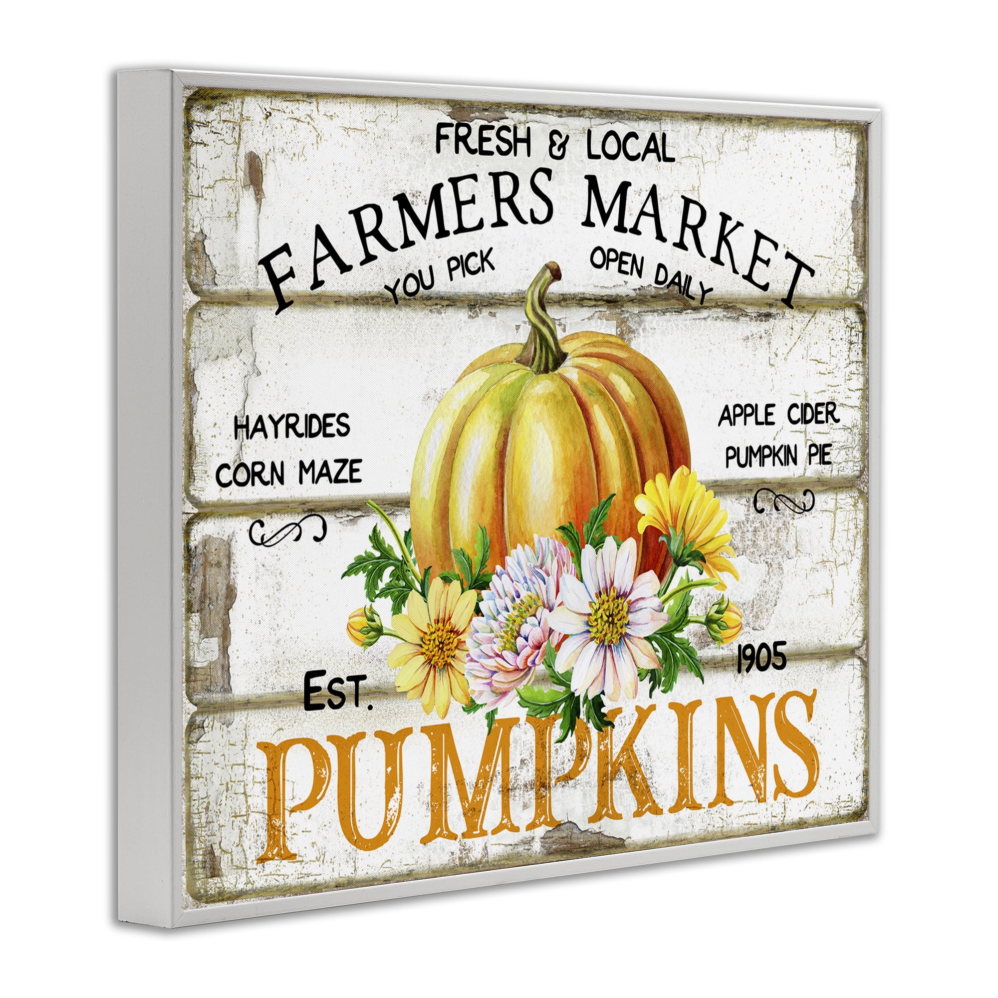 Stupell Industries Rustic & Floral Farm Market Holiday Painting White Framed Art Prints Wall Art, 30 x 24