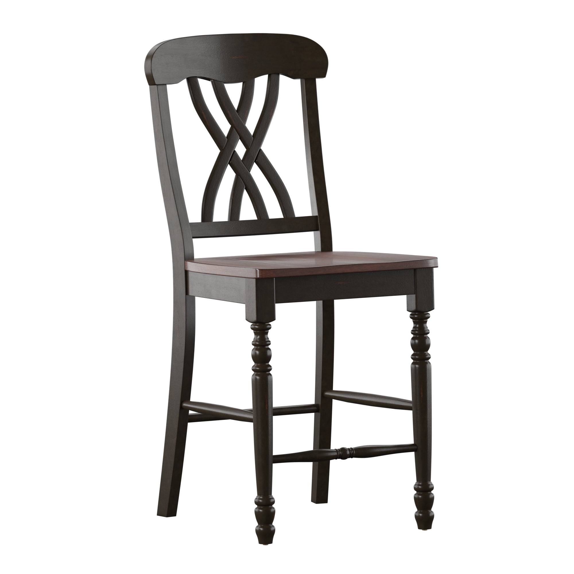 Weston Home Ohana Two-Tone Counter Height Chairs, Set of 2, Antique Black and Cherry