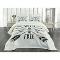 thumbnail image 3 of Ambesonne Tribal Quilted Bedspread Set 3 Pcs, Arrows Words Native, Queen Size, Coconut Black, 3 of 5