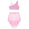 thumbnail image 4 of inhzoy Girls Lyrical Ballet Dance Leotard Tutu Dress Sequins Crop Top Mesh Irregular Skirt Dancewear, 4 of 5