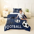 thumbnail image 2 of Castle Fairy Eat Sleep Soccer Twin Comforter Sets 2pcs, Sport Theme Hexagon Bedding Set, Navy Black,Navy Blue Reversible,1 Comforter and 1 Pillowcase, 2 of 6