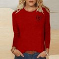 thumbnail image 2 of Besolor T-Shirts de la Saint-Valentin pour Femmes Imprimé Cœur Col Rond Manches Longues Tunique Décontractée Blouse Tee, 2 of 4