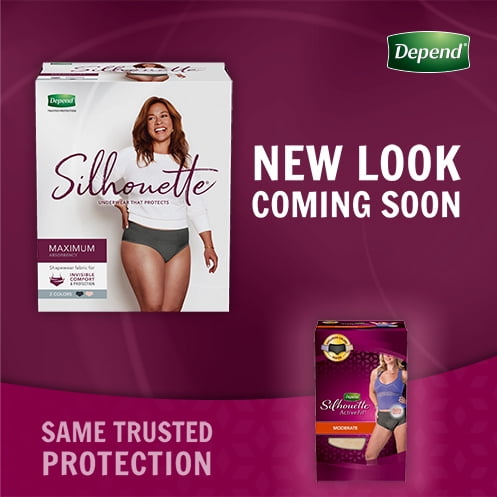 Depend Silhouette Incontinence Underwear for Women, Maximum Absorbency,  S/M, Black, 56 Count 