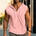 thumbnail image 2 of hotojiny Linen Shirts for Men Lightweight Sleeveless Shirts with Hood Loose Fit Breathable Boho Beach Cotton Linen Hoodie S-3XL, 2 of 7