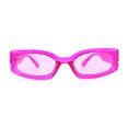thumbnail image 3 of Womens Mod Narrow Rectangle Inset Lens Retro Sunglasses Fuchsia, 3 of 4