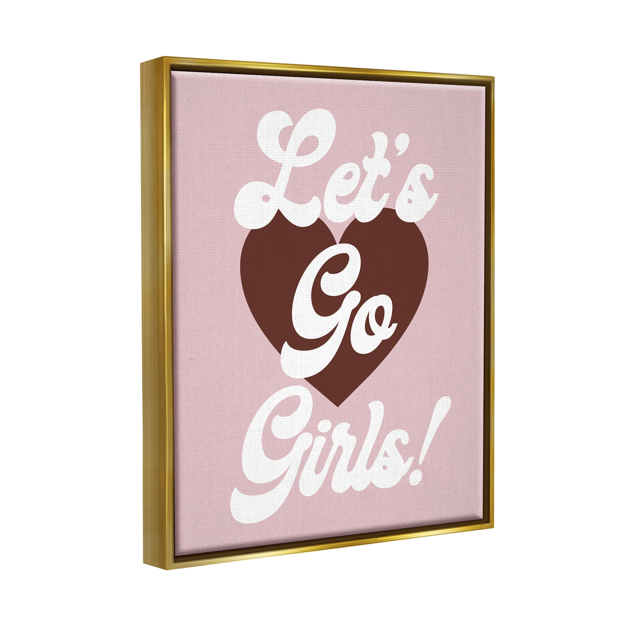 Stupell Industries Let's Go Girls Phrase Inspirational Painting Gold Floater Framed Art Print Wall Art, 17 x 21