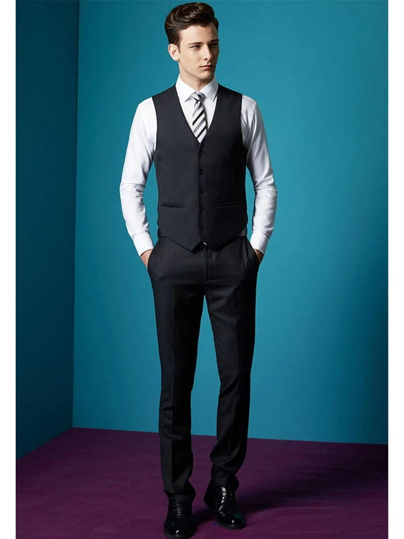 black dress shirt with black vest Satin Cross Strap Halter Gown main image 0