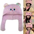 thumbnail image 2 of Knitted Brimless Hat Cartoon Bear Hat for Outdoor Activity Windproof Winter Ear Flap Hat All Matching Warm Headpiece brown, 2 of 5
