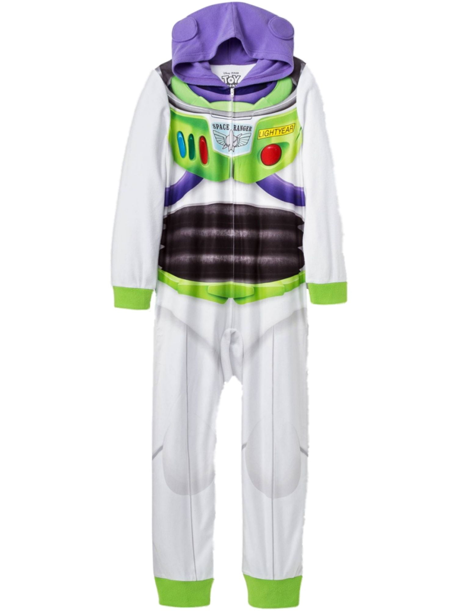 Disney - Disney Boys White Toy Story Sleeper Pajamas Buzz Lightyear Fleece Union Suit M 