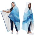 thumbnail image 2 of Wearable Blanket,Blue Marble Pattern Hooded Wearable Flannel Blanket for Adults & Teens,Winter Poncho Shawl Wrap Cape Cozy Anti-Pill,50"x60", 2 of 5