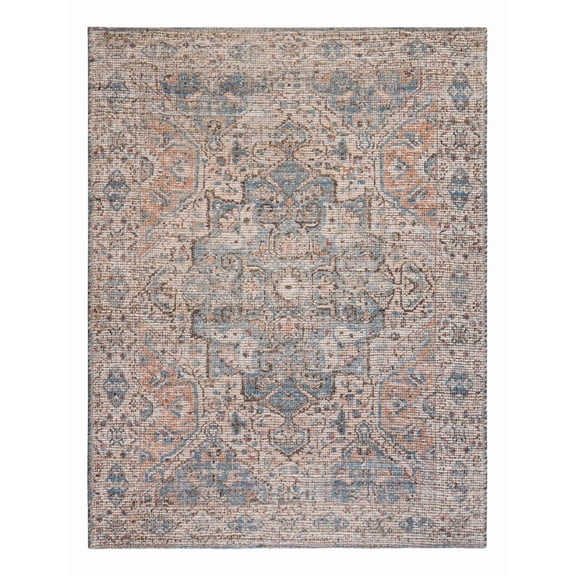 Damavand Beige Distressed Jute Blend Area Rug