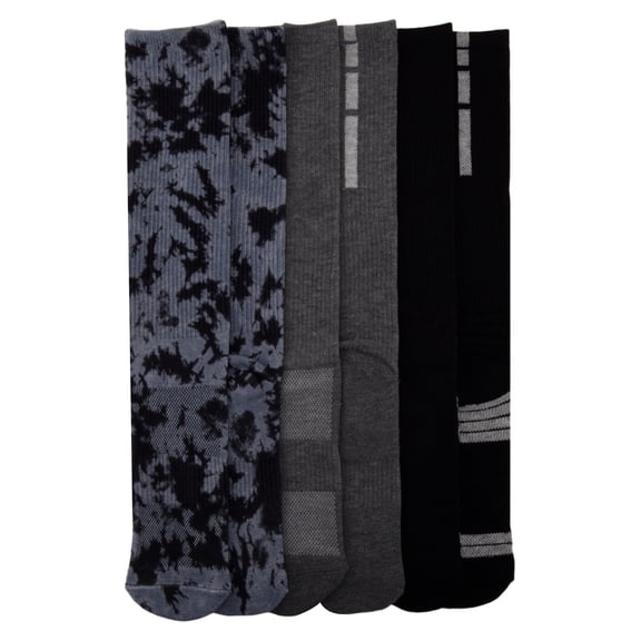 Athletic Works Printed Crew Socks Boys 3-Pack Shoe Size S (4-8.5) - L (3-9)