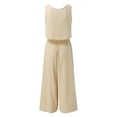 thumbnail image 5 of MSJUHEG Women'S Pants Pants For Women Women Sleeveless Tank O Neck Top Short Button Top Wide Leg Pants Pocket Two Piece Suit Fall Dresses Khaki 2Xl, 5 of 5